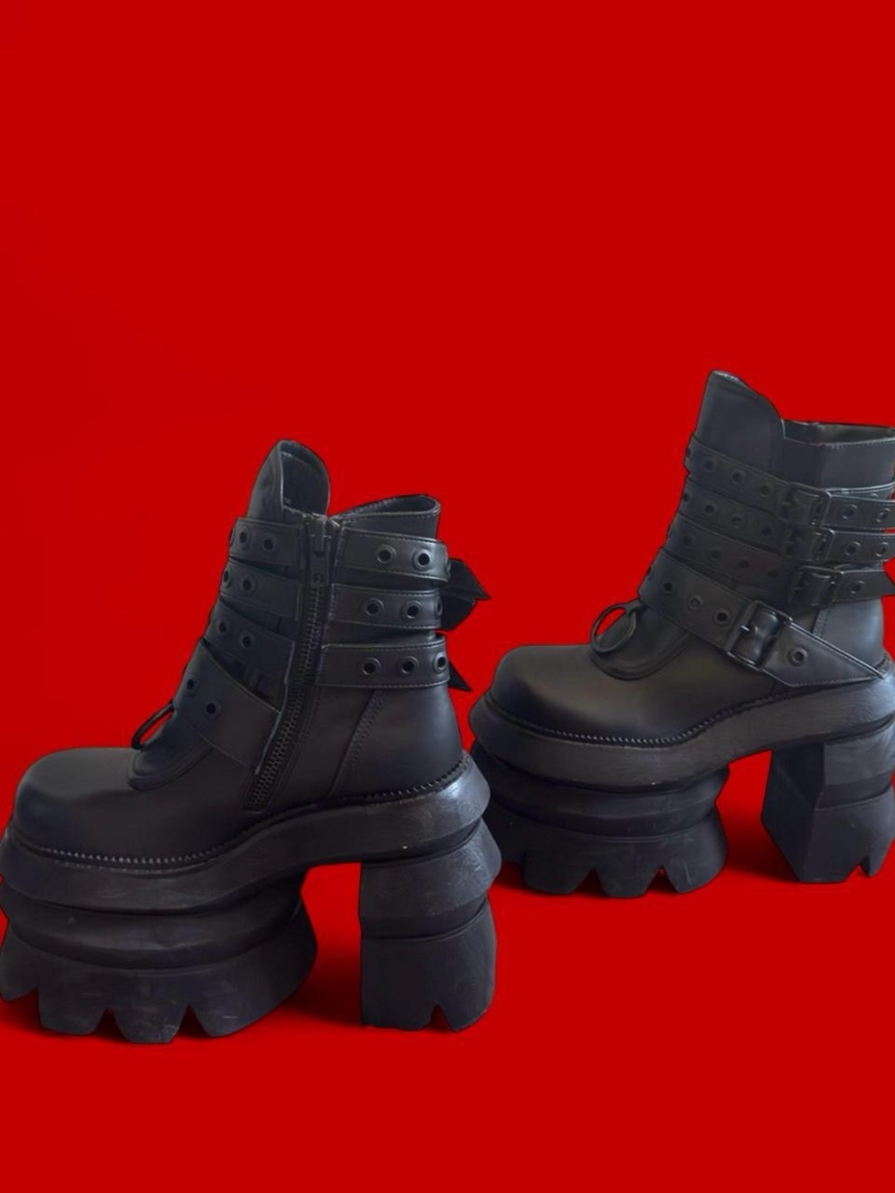 ⛓️ Towering Brutalist Stacked "Never A Sellout" Platform Boots ⛓️